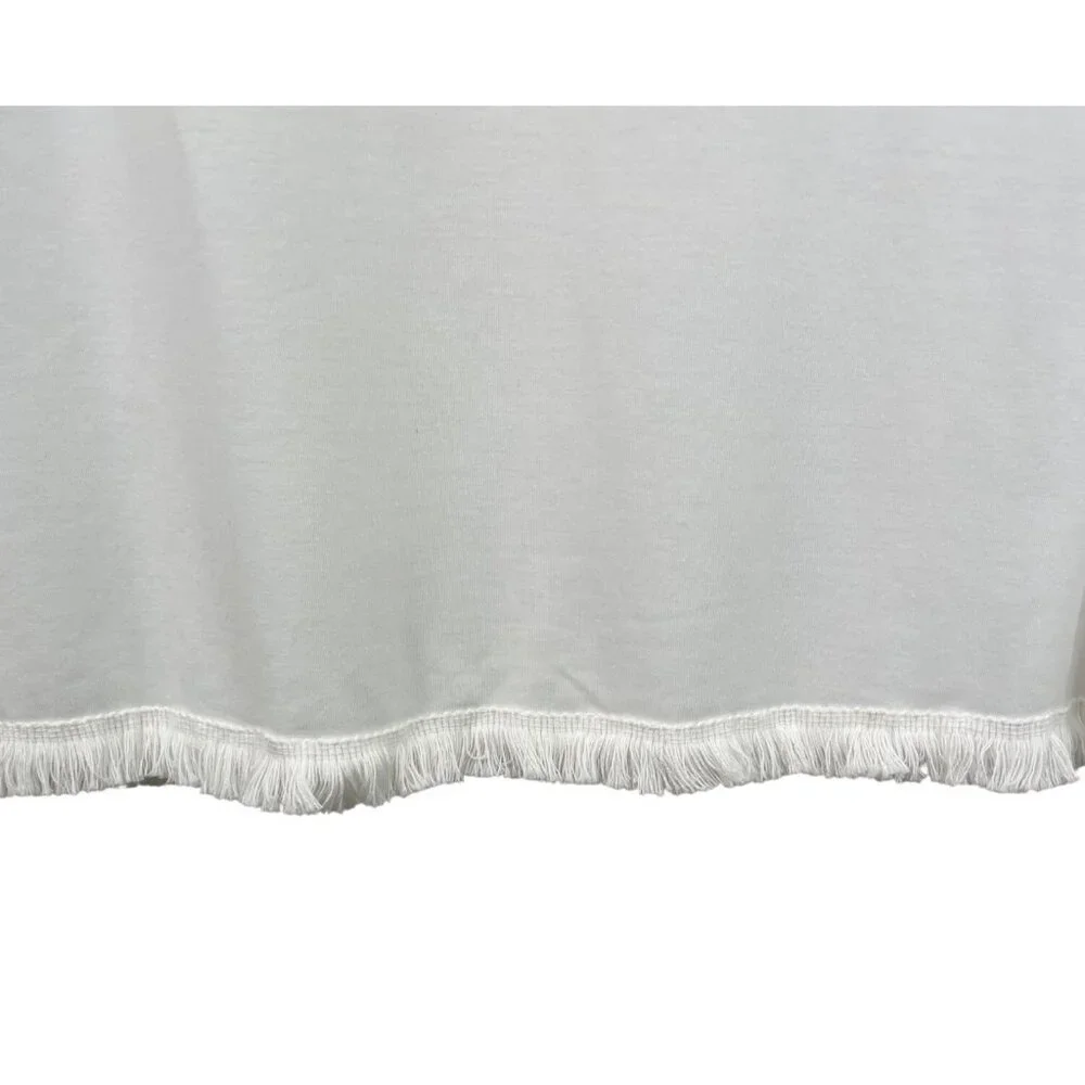 Cellabie White Multicolor Floral Fringe Half Sleeve Jersey Top Womens Size 3XL - Picture 5 of 8